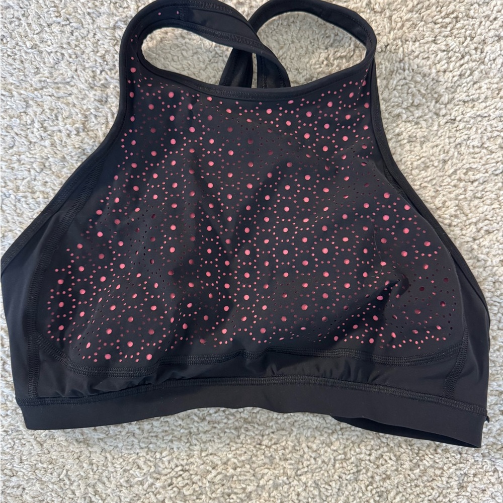Women's Black and Pink Sports Bra